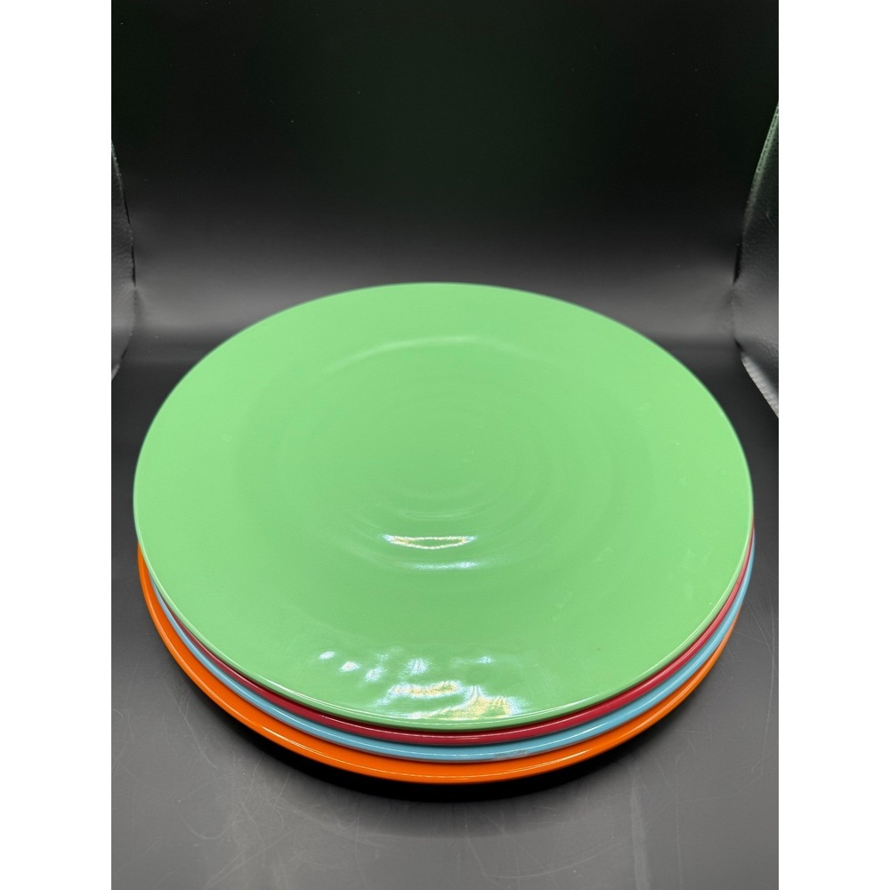 Gibson Home Colorful Dinner Plates Set of 4 - Green,‎ Red, Blue and Orange 10.5"